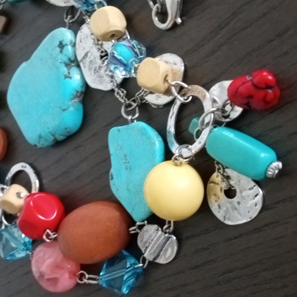 NWT Bocar. Silver Tone . Mix Materials Colorful Long Necklace. - Picture 10 of 14